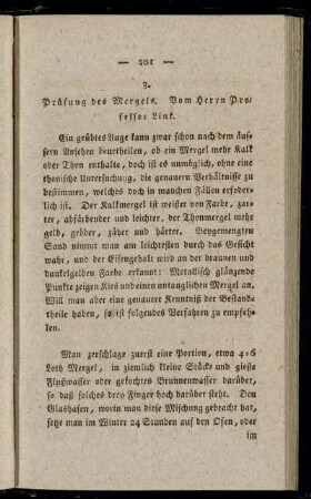3. Prüfung des Mergels. Vom Herrn Professor Link