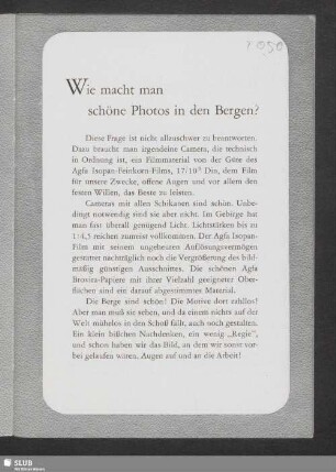 Wie macht man schöne Photos in den Bergen?