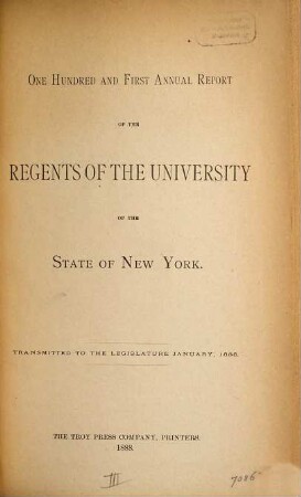 Annual report of the regents. 101. 1888, Jan.