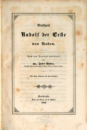 Markgraf Rudolf der Erste von Baden