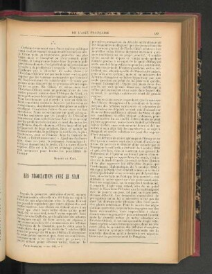 Les Négociations avec le Siam.