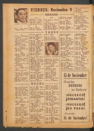 [Programa de] Viernes: Noviembre 9