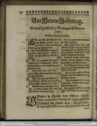 Am Newen Jahrstag. Vom Christlichen Anfang deß Newen Jahrs
