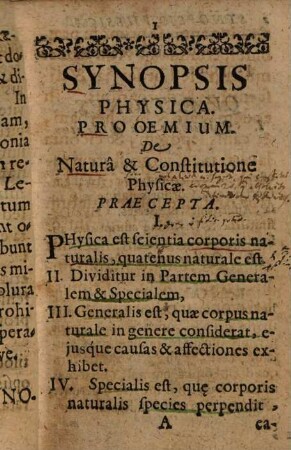 Synopsis physica Johann. Sperlings