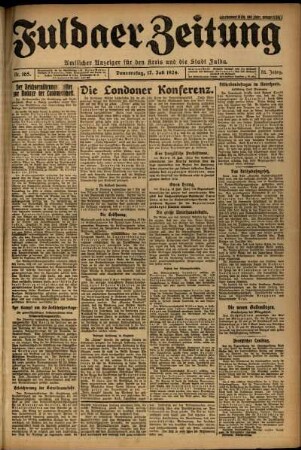 Erste Ausgabe vom Donnerstag, den 17. Juli 1924.
