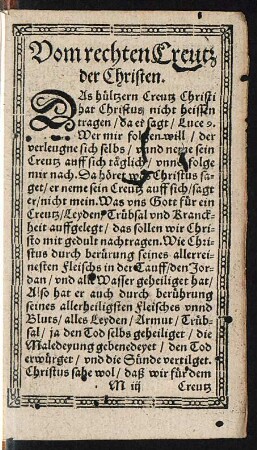 Vom rechten Creutz der Christen.