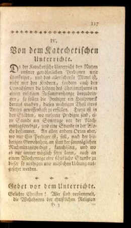 IV. Von dem Katechetischen Unterrichte