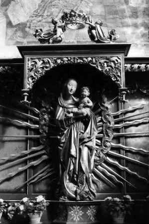 Überlingen: St. Nikolaus Münster, Strahlenmadonna, Holzplastik, 1510