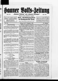 Haaner Volks-Zeitung. 1896-1928