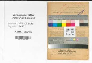 Entnazifizierung Heinrich Kriete , geb. 15.03.1878 (Polizist)