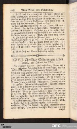 XXVII. Christliche Gesinnungen gegen Jesum, den Heiland der Welt.