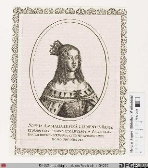 Bildnis Sophia Amalia, Königin von Dänemark, geb. Prinzessin zu Braunschweig und Lüneburg