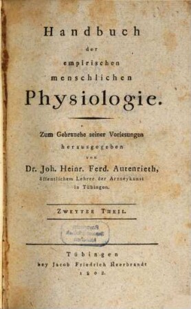 Handbuch der empirischen menschlichen Physiologie. 2