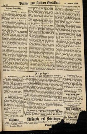 Zweite Ausgabe vom Samstag, den 23. Januar 1886.