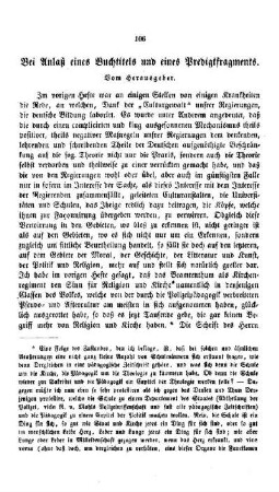 Bei Anlaß eines Buchtitels und eines Predigtfragments