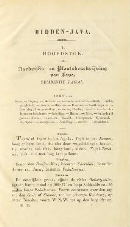 I. Hoofdstuk. Aardrijks- en plaatsbeschrijving van Java. Residentie Tagal