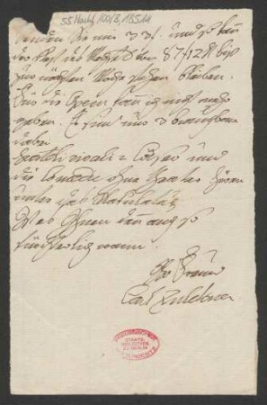Brief an B. Schott's Söhne : o.D.