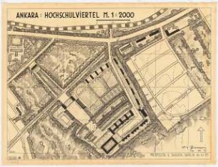 Gesamtbebauungsplan Ankara Teilbebauungsplan Hochschulviertel: Grund- und Lageplan 1:2000, frühere Planstufe
