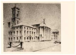 Evangelische Stadtkirche, Karlsruhe Wiederaufbau: Skizze Eingangsseite
