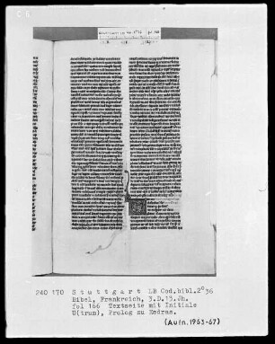 Bibel — Initiale U(trum), Folio 166recto