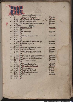 Breviarium Constantiense : [1-10], [1]. Kalendarium