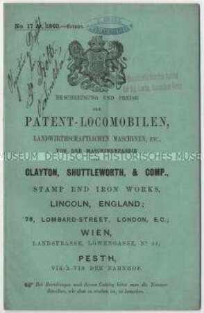 Katalog über Landwirtschaftliche Maschinen