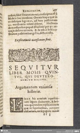 Sequitur Liber Mosis Quintus, Qui Deuteronomium Dicitur
