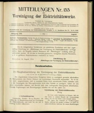 Mitteilung Nr. 155. Jg. 13, August 1914