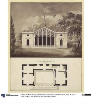 Gotisierender Gartenpavillon mit offener Halle