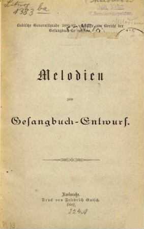 Melodien zum Gesangbuch-Entwurf