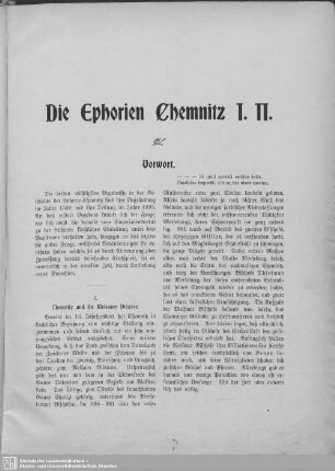 Die Ephorien Chemnitz I, II