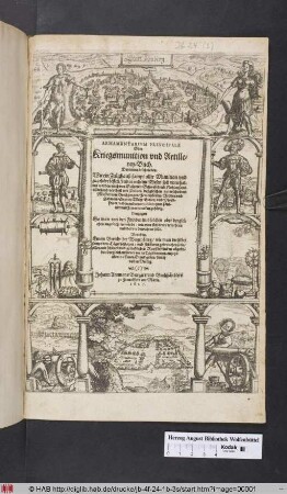 Armamentarium Principale Oder Kriegsmunition und Artillerey-Buch : Darinnen beschrieben. Wie ein Zeüghauß sampt aller Munition und zugehöre bestelt/ und in rechtem Wesen soll unterhalten werden ; auch von Salpeter/ Schwefel und Kohlen samt allerhand vortheil mit Pulver ...