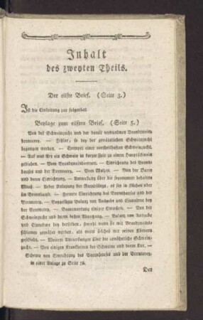 Inhalt des zweyten Theils