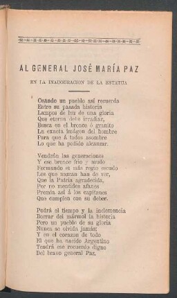 Ál General José María Paz : En la inauguración de la estatua