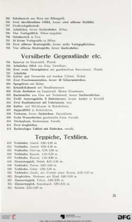 Teppiche, Textilien (Nr. 813-889)