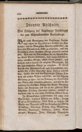 Zweyter Abschnitt. Von Endigung des Augsburger Reichstages bis zum Schmalkaldischen Bundeskriege.
