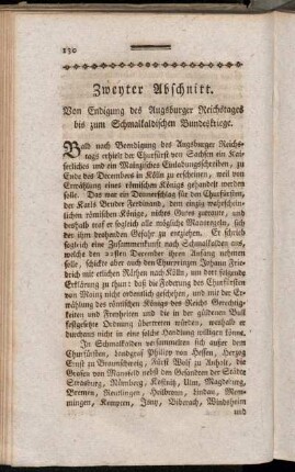 Zweyter Abschnitt. Von Endigung des Augsburger Reichstages bis zum Schmalkaldischen Bundeskriege.