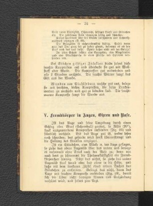 V. Fremdkörper in Augen, Ohren und Nase.