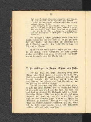 V. Fremdkörper in Augen, Ohren und Nase.