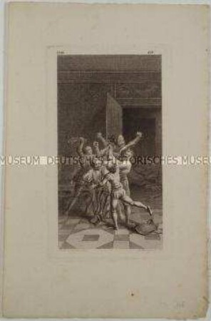 Don Quijotes Streit mit dem Bediensteten Don Alvaros - Illustration zum fünften Teil der von Bertuch übersetzten deutschen Ausgabe des 'Don Quijote' von 1781