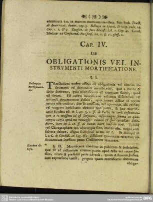 Cap. IV. De Obligationis Vel Instrumenti Mortificatione