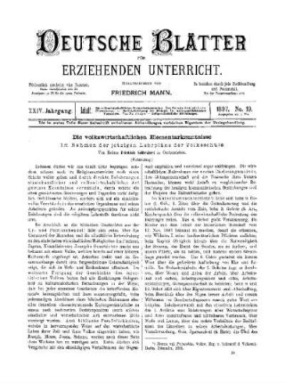 Die volkswirtschaftlichen Elementarkenntnisse : im Rahmen der jetztigen Lehrpläne der Volksschule ; (Fortsetzung)