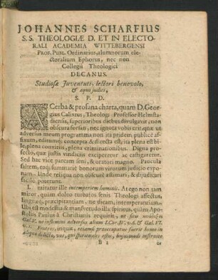 Johannes Scharfius S.S. Theologiae D. ...