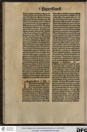In principio creavit deus... Hec Abyssus si est profunditas aquarum quasi sine bisso, id est candore...