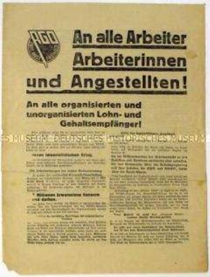 Aufruf der Revolutionären Gewerkschafts-Opposition zum Beitritt und zur Wahl von Ernst Thälmann zum Reichspräsidenten 1932