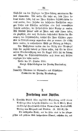 Beurtheilung neuer Schriften