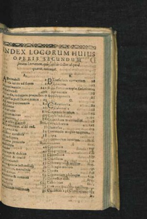 Index Locorum Huius Operis Secundum seriem litararum ...