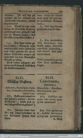XLVI. Mässige Gasterey