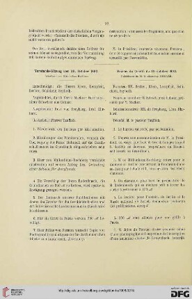 Vorstands-Sitzung vom 30. Oktober 1902 / Séance du Comité du 30 octobre 1902