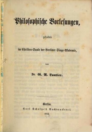 Philosophische Vorlesungen